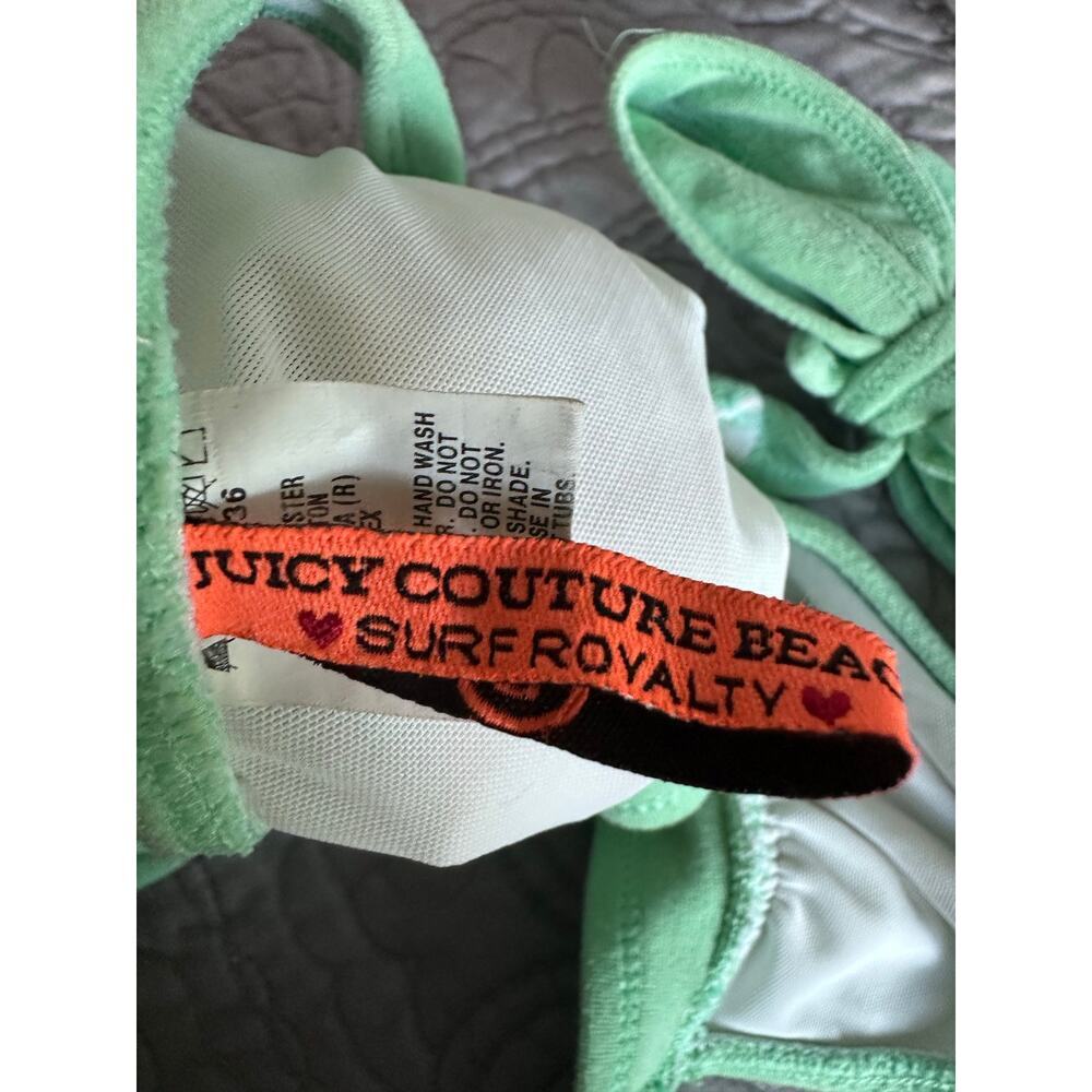 Juicy Couture Y2K Vintage Terry Cloth Triangle Bikini Top Green Small - Picture 2 of 5